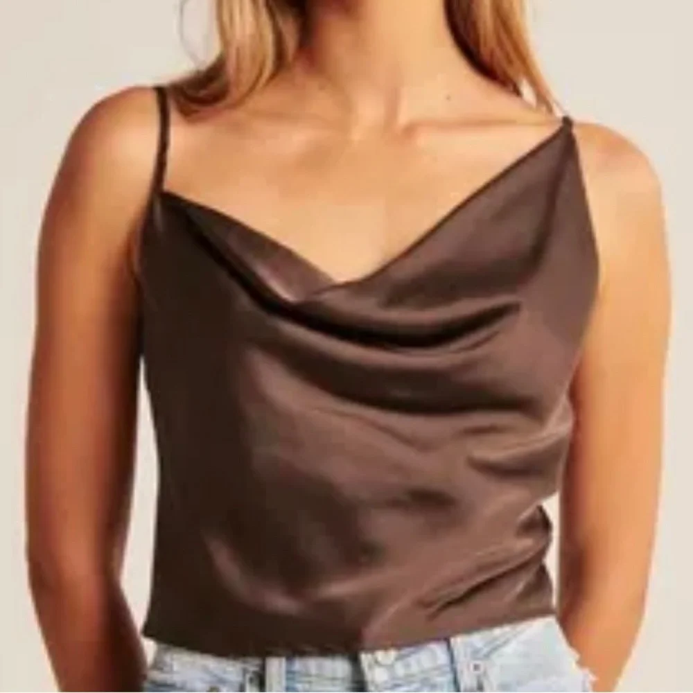 Abercrombie Satin Asymmetrical Cowlneck Cami - Picture 2 of 3